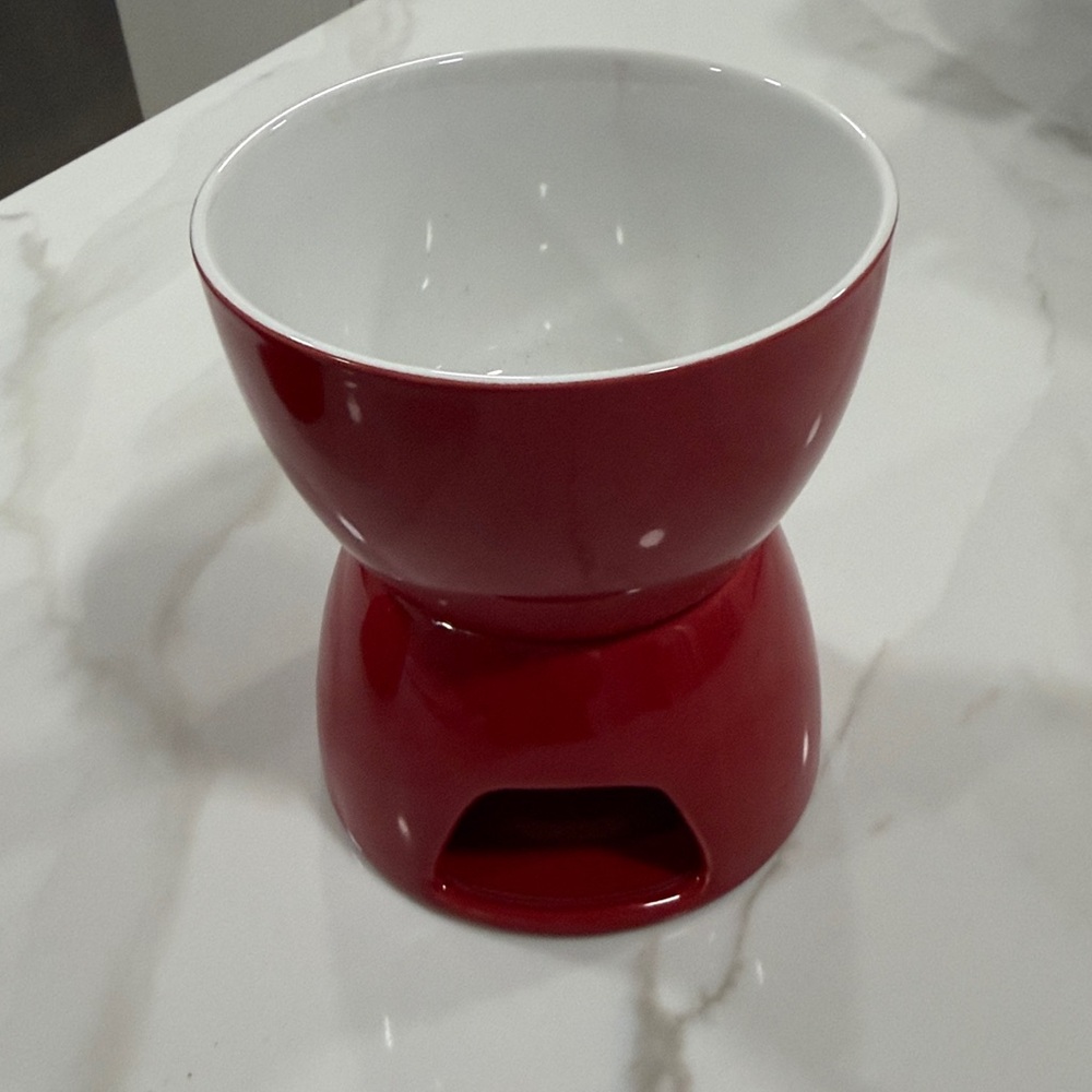 Red Ceramic chocolate fondue set